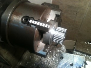 Showing where I cut out the blank to the drilled holes IE Gashes to guide the hob while cutting