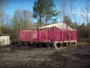 Walls and rafters going up
